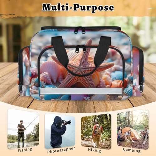 Anti-Scratch Duffle Bag for Travel 25x17.7x11.2 Inch - Waterproof Duffel Bag for Camping Fitness, Durable EMS Gear for First Responders Beautiful Starfish Shells3