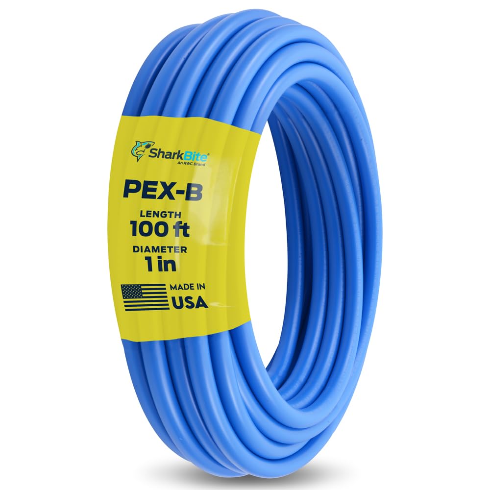 SharkBite 1 Inch x 100 Feet Blue PEX-B, PEX Pipe Flexible Water Tubing for Plumbing, U880B100