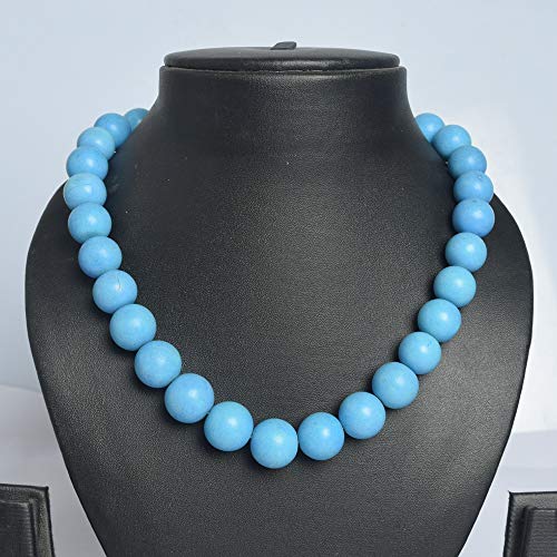 Natural Blue Turquoise Strand 435.00 Ct Round Smooth Beads Strand Necklace Blue Turquoise Jewelry Gift4