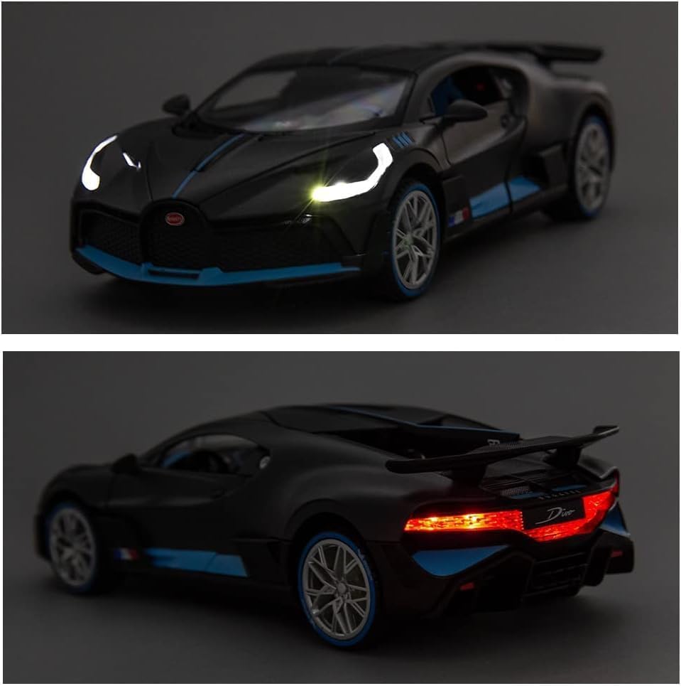 Image of SPITEN Bugatti Divo 1:32 Exclusive Alloy Metal Pull Back Die-cast Car Diecast Metal Pullback Toy car with Openable Doors & Light, Music Boys Gifts Toys for Kids【Colors as Per Stock】(Multicolour)