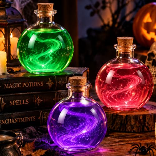 Tessco for you 3 Pcs 8.5 oz Glass Potion Bottles with Cork, Classic