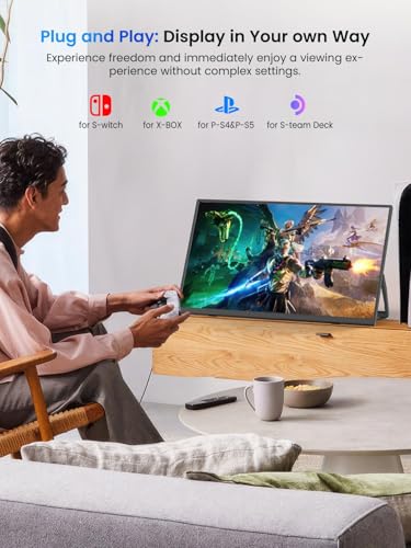 Image of UPERFECT Portable Monitor 15.6 inch, 125% sRGB Ultra-Slim Laptop Monitor with Protective Sleeve, Built-in Adjustment Stand | Speaker | VESA, HDMI USB-C Plug & Play Second Screen for Phone Game Console