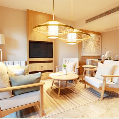 Lampe suspendue vintage en bambou au style ferme authentique