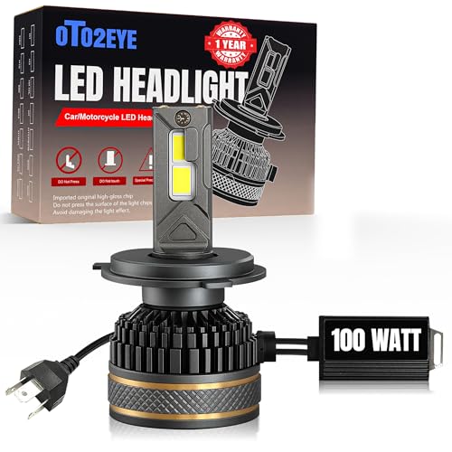 Image of OTO2EYE H4 LED Headlight Bulb for Bike 100W 10000LM 6500K Super Bright White | Motorcycle LED Headlight with Cooling Fan | Long Life | Compatible with H4 /H19 | 1 Years Warranty | Pack of 1