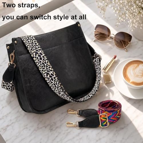 Image of AUYOCO Vegan Leather Crossbody Bags for Women, Crossbody Purse with Guitar Strap Zipped Pockets Handbag Shoulder Bag