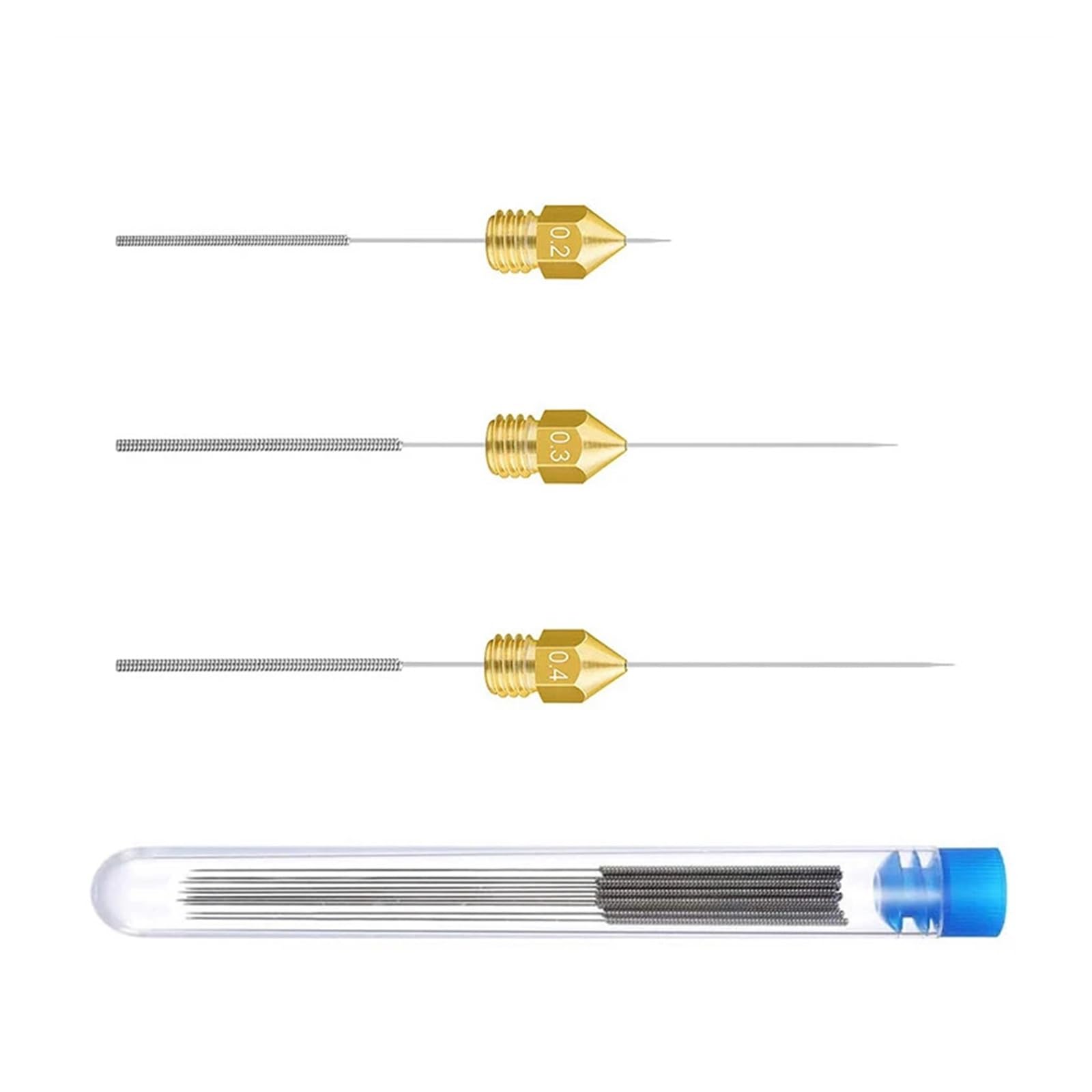 Kit de nettoyage de buse d'imprimante 3D, aiguilles de nettoyage de buse en acier inoxydable de 0,2/0,3/0,4/0,5/0,6/0,8/1,0 mm, nettoyeur de buse d'imprimante 3D(0.2mm 10PCs)