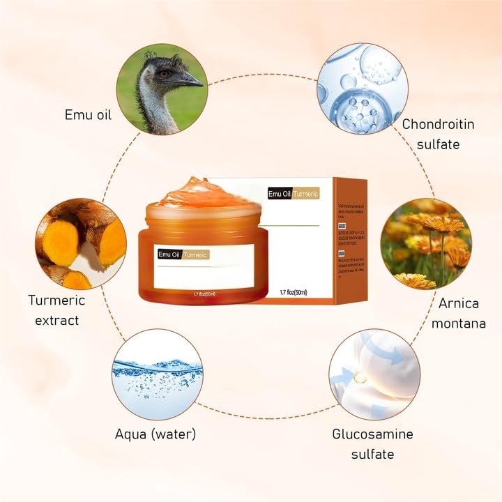 Vista 3 de 2 unidades de aceite de emú y cúrcuma para articulaciones, gel profesional de aceite de emú para huesos de cúrcuma, gel de masaje de articulaciones