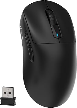 MAMBASNAKE هجوم القرش X3 الألعاب اللاسلكية الماوس، 49 g خفيفة، PixArt PAW3395 26000 DPI، بلوتوث/2.4 Ghz/سلكي ثلاثي الوضع، بطارية قابلة للشحن 200 Hrs، Kailh GM8.0 التبديل للكمبيوتر/MAC/فوز - أسود