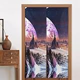 ギャラクシースターズヒルズプリントドアカーテンのれんドアディバイダードア窓カーテンパティオドアドアパネル日本のカーテン - 86x143cm