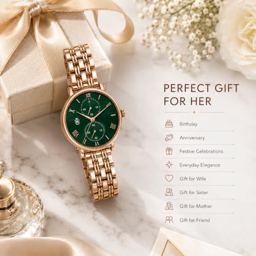 Image of MOOVER Women's Analog Quartz Watch with Stainless Steel Strap