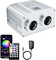 AZIMOM Dual Port 16W Twinkle RGBW Fiber Optic Starlight Box - Sound Activated Music Sync, APP/Remote for Car Home Ceiling Lights