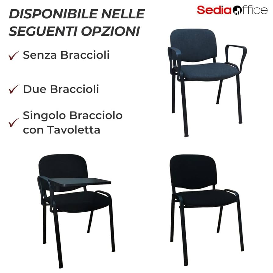 Sedia Da Ufficio Senza Ruote - Ergonomica, In Tessuto Blu, Per Studio O Sala Riunioni