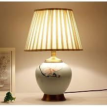 VIOLIN Ceramic Table Lamp Modern Read Write Table Light Bedroom Romantic Creativity Desk Lamp E27 Fabric Desktop Lights Button Switch,Wall Lamps