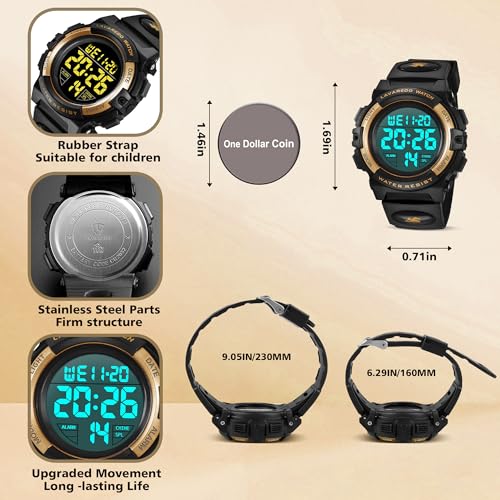 Image of Kids Watch,Boys Watch for 3-15 Year Old Boys,Digital Sport Outdoor Multifunctional Chronograph LED 50 M Waterproof Alarm Calendar Analog Watch for Children with Silicone Band,Kids Gift