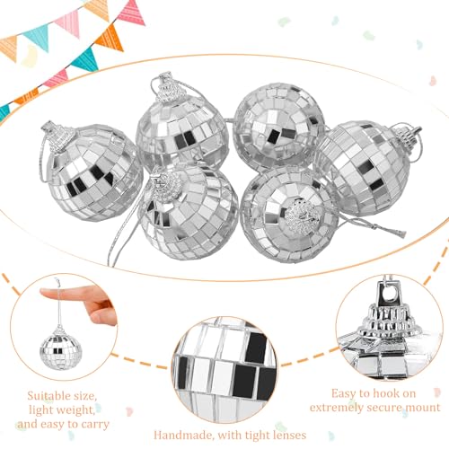 wordmouk 12pcs Mini Mirror Disco Ball Silver 6cm Color Mirror Ball ...