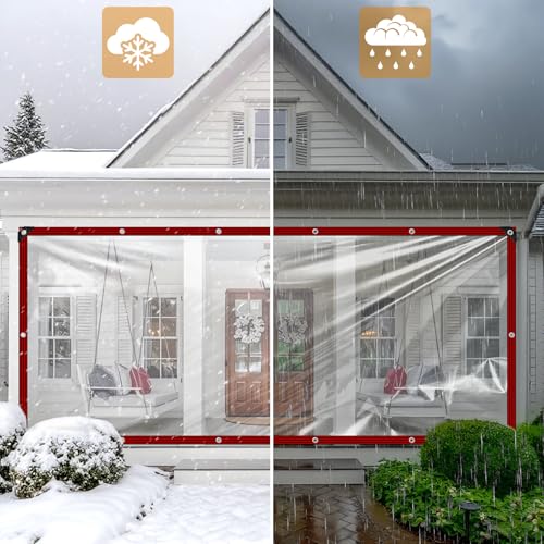 Transparente Plane - 2X3m Transparent Planen Wasserdicht mit ösen Plane Durchsichtig für GewäChshaus Gartenplane Abdeckplane Transparent für Regenschutz terrasse Balkon außenbereich carport