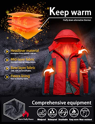 Image of GEMYSE Men's Ski Snow Jacket Warm Winter Waterproof Coat Snowboard Rain Jacket Hooded Windproof Windbreaker