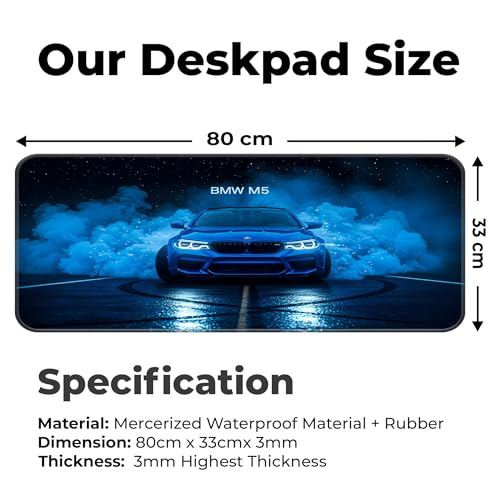 Image of Skiditos BeeMW M5 Desk Pad - Smoke Burnout Edition | XL Gaming Mouse Pad with Non-Slip Base | Car Desk Mat for Office, Setup & Man Cave | Drift Burnout M5 Art