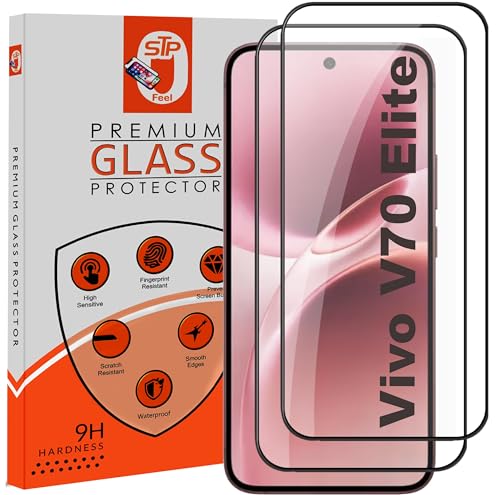 Image of STP FEEL Premium HD+ Tempered Glass Screen Protector Compatible For Vivo V70 Elite 5G (Ultrasonic Fingerprint Supported) (6.59 Inch, Pack of 2) | Edge to Edge Coverage With Easy to installation kit