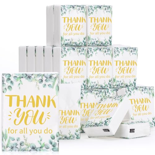 Watersay 50 Pack Employee Appreciation Gift Travel Pocket Tissue 4 Ply Thank You for All You Do Mini Facial Tissue Thanks Gifts for Coworkers Wedding Nurse Teacher Volunteer