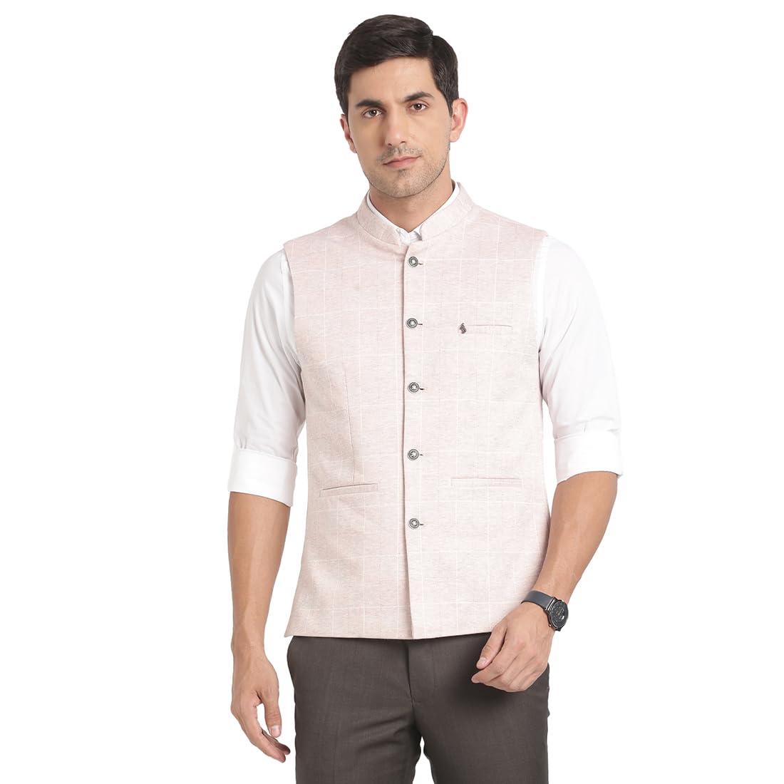 Men Terylene Rayon Checkered Party Nehru Jacket-image-19