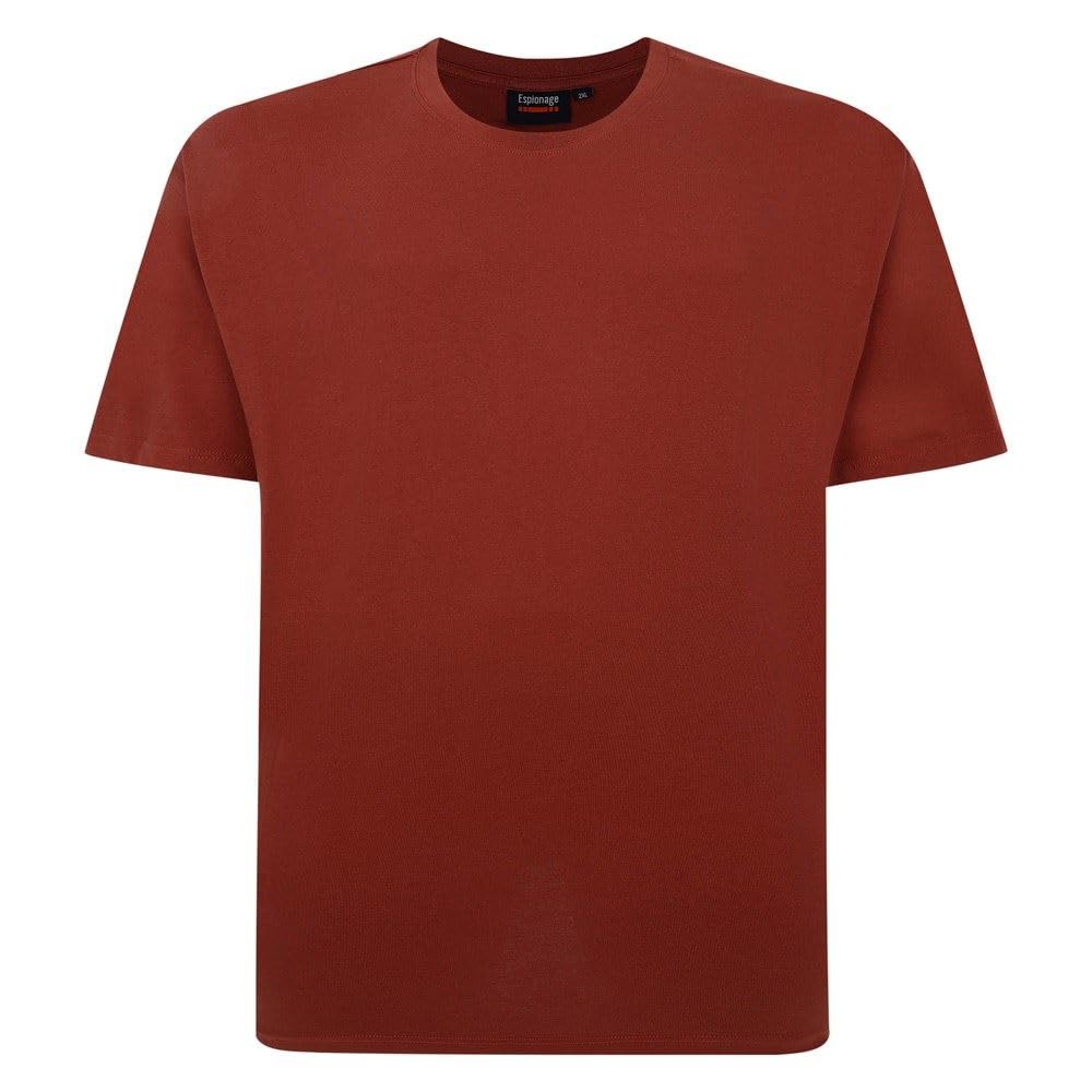 Espionage Plain Crew Neck Tee for Men in Rust, 4XL