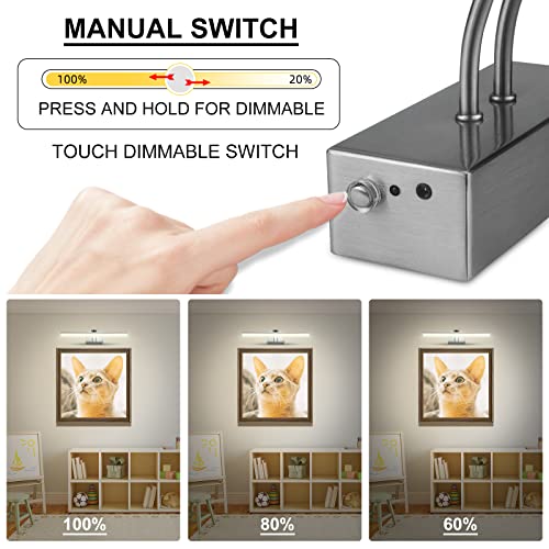 Image of RAIFOOLLY Picture Light,Picture Lights for Wall Cordless,Picture Lights with Timer and Dimmable,Battery Wall Lights for Display Gallery Painting Art Frame Portrait-Black Steel