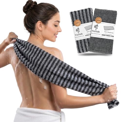 Yiclick 2 Stück Rückenschrubber Rückenbürste Peelinghandschuh Luffa Schwamm Duschschwamm Peeling Schwamm Body Scrubber Loofah Sponge Bath Shower