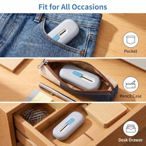 Image of Ceramic Box Cutter, Mini Safety Box Opener with Retractable Blade, Cute Small Package Opener Tool for Home, Office & Warehouse Use