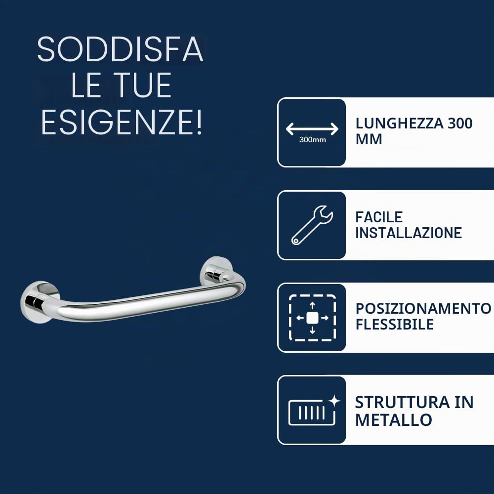 Grohe 40421001 Maniglione Vasca, Cromo, 349 Mm (Passo 295 Mm)