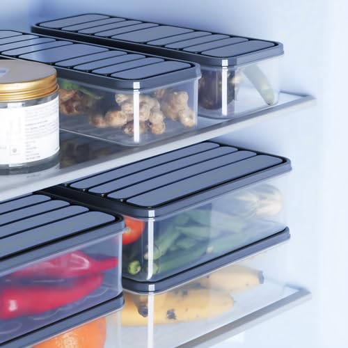 Image of QUAHOG Fridge Storage Containers, Fridge Organiser Storage Boxes, Air Tight Containers for Kitchen Storage, Fridge Storage Box, Storage and Containers, Air Tight Containers for Fridge (6 pcs, 1200 ML)
