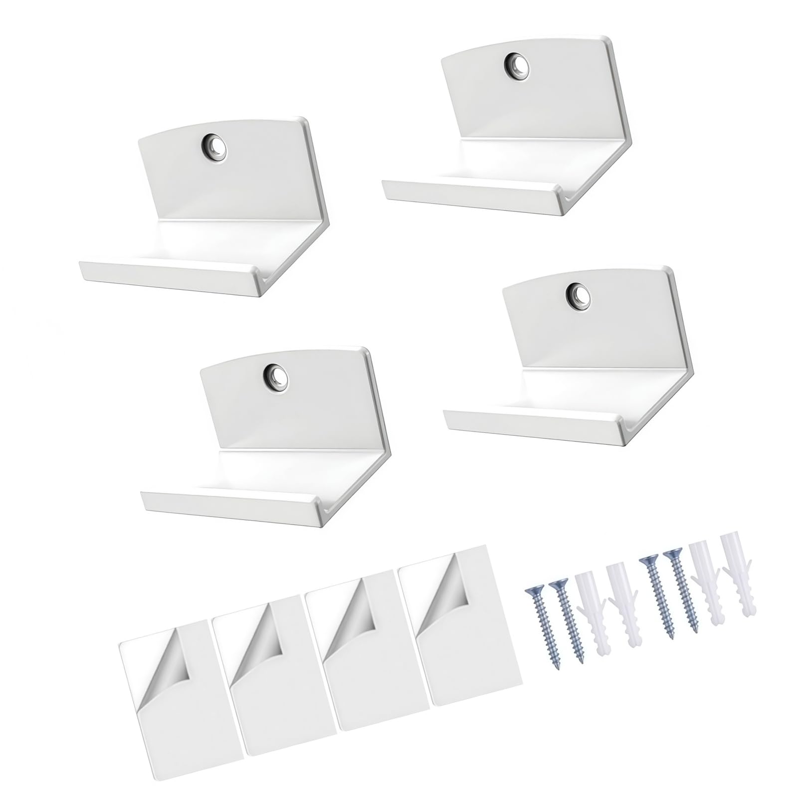 Nucelit Of 4 Auto-Adhesive Holders for Wall Display Drill-Free Setup Sturdy Grip Simple
