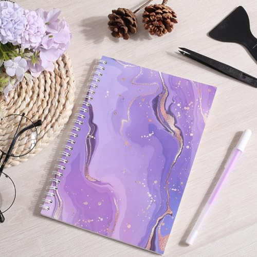 CRASPIRE 32 Pages Sticker Collecting Album Book A5 Spiral Bound Notebook Medium Purple Reusable Sticker Storage Book Notepads Labels with Plastic Spatula and Anti-Static Beading Tweezer for Collection - Image 4