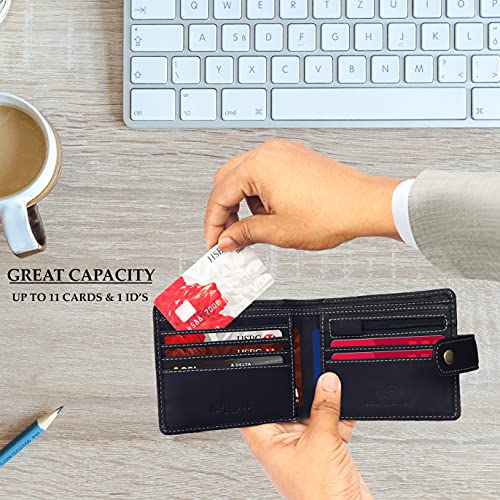 Imperious mens leather wallet bifold, slim, zipper, rfid wallet card holder, money clip, men, picture holder, long style, money clip montableu (Black) - Image 4