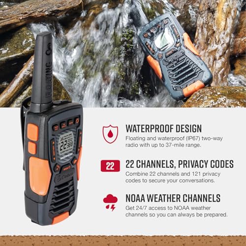 Image of Cobra ACXT1037R FLT Floating Walkie Talkie - Waterproof, Rechargeable, Long Range up to 37-Mile Two Way Radio with NOAA Weather Alert & VOX, (1 Pack)