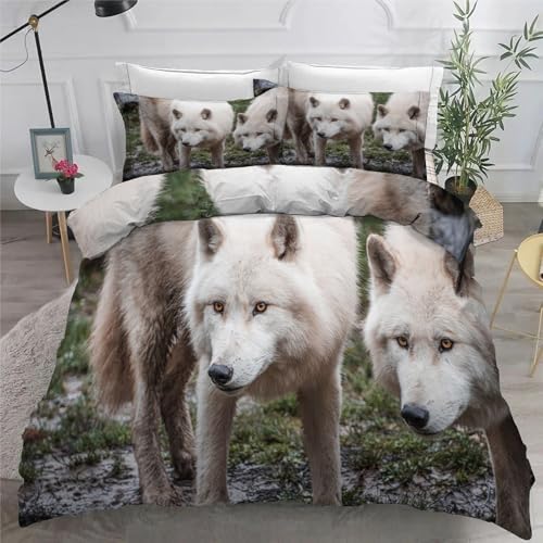 Housse de couette avec fermeture éclair loup arctique pour lit double - 6