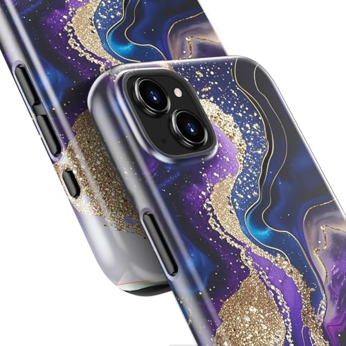 Goodon for iPhone 13 Mini Case - Wireless Charging - Dual-Layer Hard Shell & Silicone Cover - Protective Phone Case with Cute Wildflower Designs for Women - Mystic Goldstream - image 6