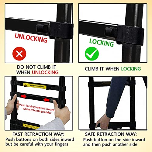 6.2M Ladder Step Ladder Loft Ladder Max Load 150KG Heavy Duty Telescopic Ladder with Roof Hook Black Portable Folding Design Extension Ladder for Indoor Outdoor Light Weight Ladder (20.3FT) 6 6.2M Ladder Step Ladder Loft Ladder Max Load 150KG Heavy Duty Telescopic Ladder with Roof Hook Black Portable Folding Design Extension Ladder for Indoor Outdoor Light Weight Ladder (20.3FT) - Image 6