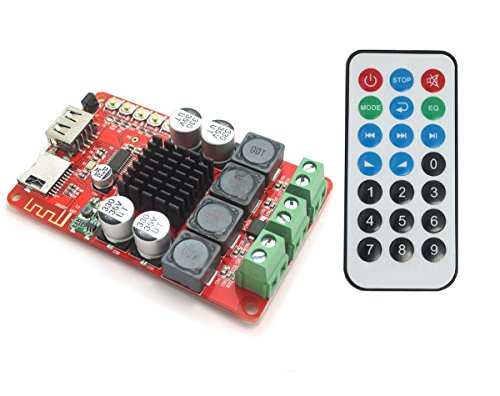 DollaTek TPA3116 DC 8~26V 2X50W l'amplificateur de Puissance de Bluetooth Digital télécommande, Prise en Charge TF Card/FM Radio/USB Play pour écouteurs HiFi Amplificateur iphone Home Theater