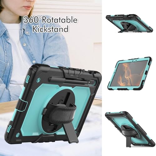 Coque Samsung Galaxy Tab S8 antichoc protection ecran bequille rotative dragonne