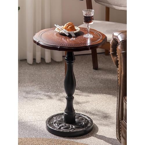 Table basse à motifs complexes table d'appoint ronde pour salon marron - 5