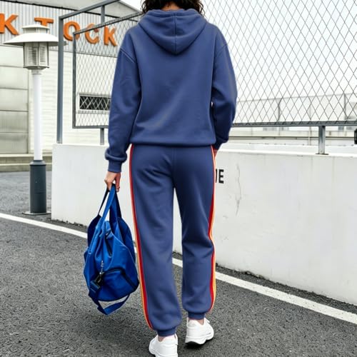ZWRXW 2 Piece Sets for Women Rainbow Striped Lounge Set Matching Sweat Set - image 7