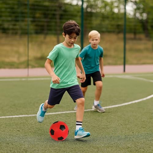 HTI Fun Sport Schaumstoff-Fußbälle | Weiche, sichere Schaumstoffbälle für Indoor & Outdoor | Langlebig, leicht & ideal für Kinder & Erwachsene | Spaß für alle Altersgruppen | 19,4 cm (1 Rot)
