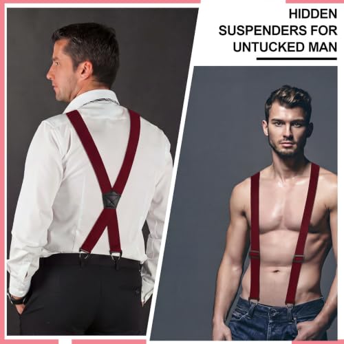 Image of Janmercy 2 Pcs X Back Hidden Suspenders for Men