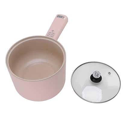 EXCLUZO Electric Hot Pot, 220V Double Temperature Control Protection Ceramic Glaze Liner 1.8L One Button Operation Electric Cooker for Dorm EU Plug