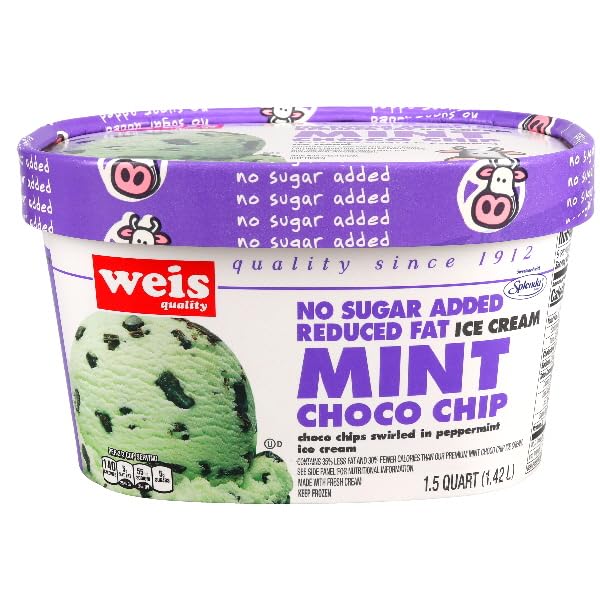 Weis Quality, Ice Cream No Sugar Added Mint Chocolate Chip, 48 Fl Oz