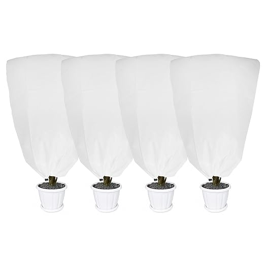 4 Pack Plant Covers Freeze Protection for Winter, 47.2"×31.5" Frost Cloths for Outdoor Plants Cold Weather Blankets with Drawstrings