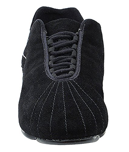 Very Fine Dance Shoes - Unisex Dance Sneakers - Flat Heel Gum Sole - VFSN016 and Foldable Brush Bundle - Black Suede - 9.53