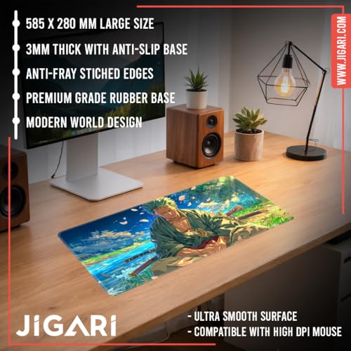 Image of Anime Theme Printed XL Extended Stich Edge Mousead | Smooth Surface Gaming Mousepad with Anti-Slip Rubber Base | 3mm Thick - 11 x 23 Inch (One Piece (P102))