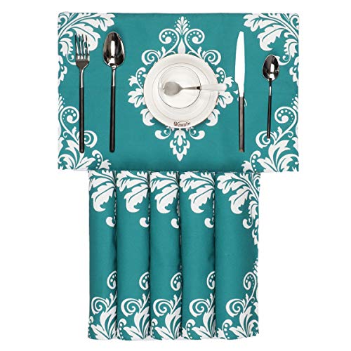 BRAWARM Placemats Set of 6 for Dining Table Damask Floral Table Mats Manual